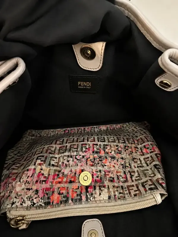 Fendi Leather Tote Bag Zucchino Red White Black - Image 7