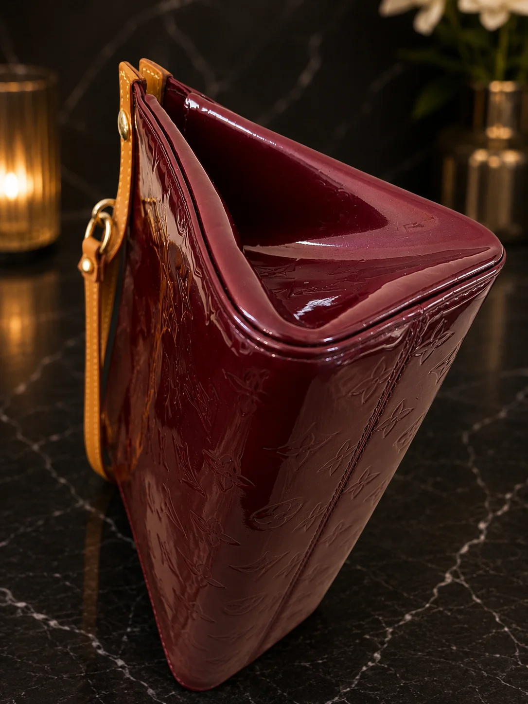 Louis Vuitton Red Leather Tote Bag Roxbury Drive Vernis - Image 4