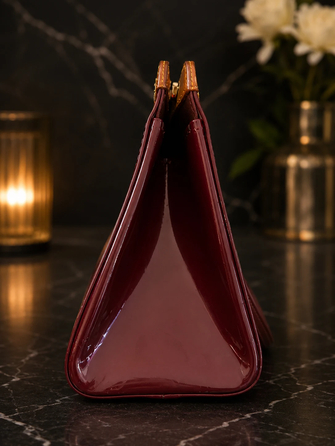 Louis Vuitton Red Leather Tote Bag Roxbury Drive Vernis - Image 2