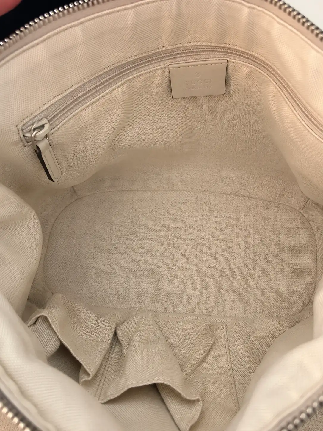 Gucci Khaki Leather Tote Two Way Bag GG Monogram - Image 6