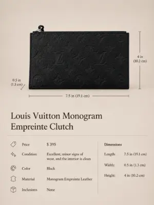 Louis Vuitton Black Leather Felicie Pochette Empreinte Clutch & Wristlet