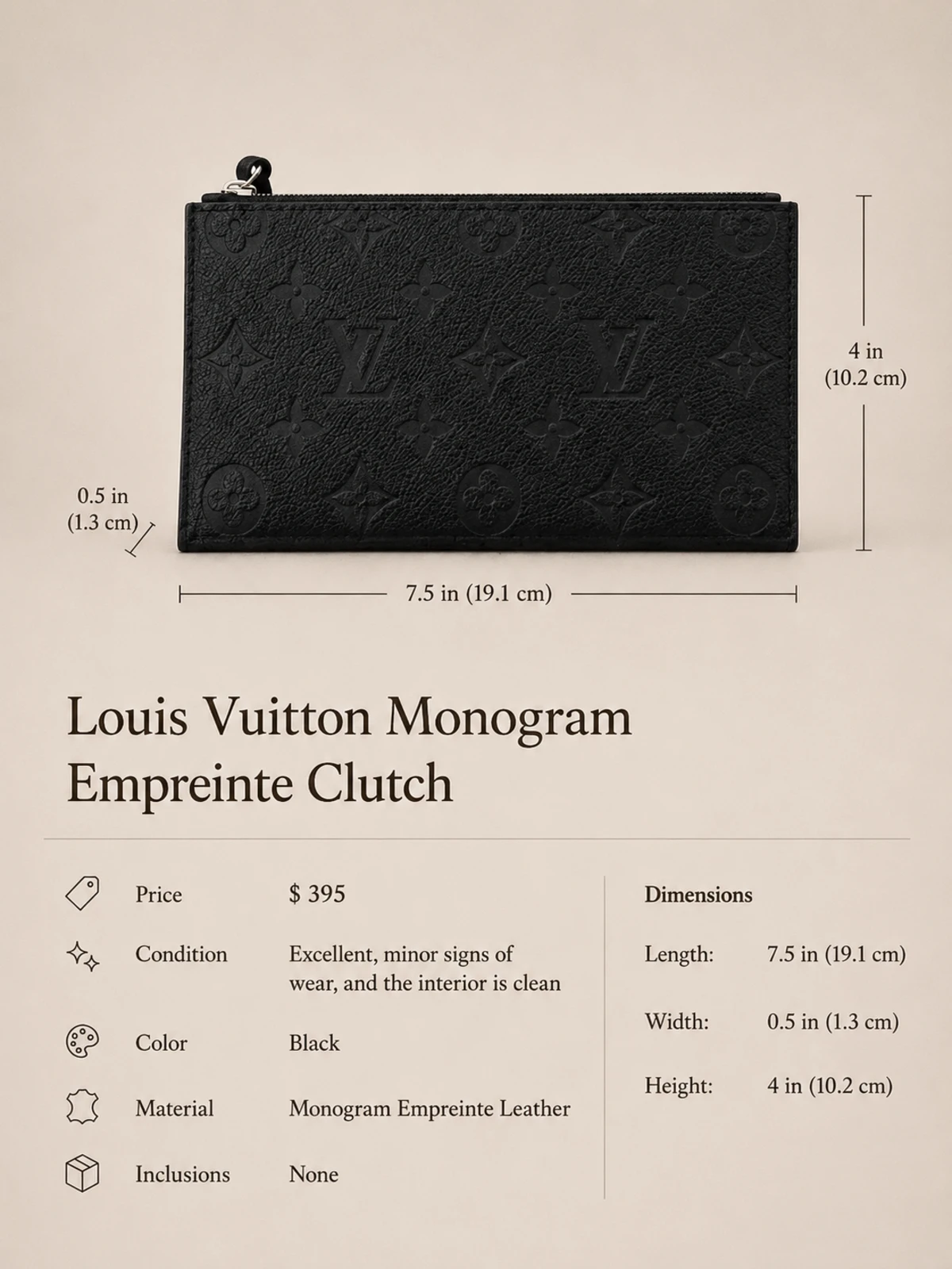 Louis Vuitton Black Leather Felicie Pochette Empreinte Clutch & Wristlet