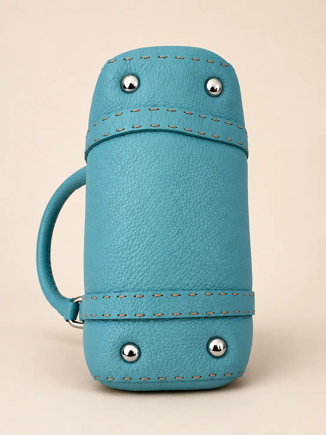 Fendi Blue Leather Tote Bag Calfskin Baguette - Image 5