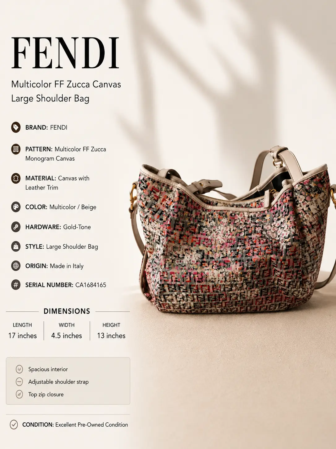 Fendi Leather Tote Bag Zucchino Red White Black - Image 8