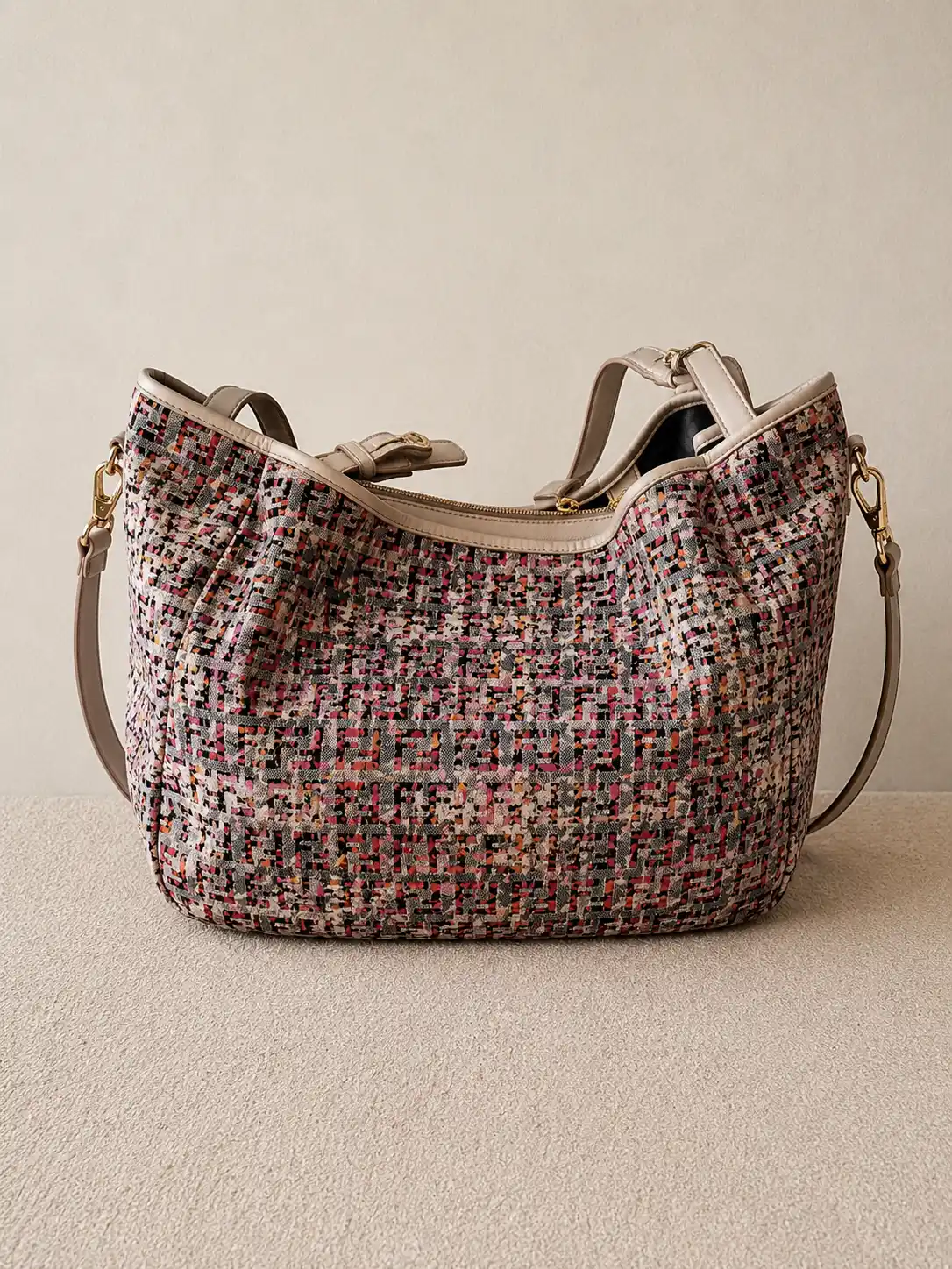 Fendi Leather Tote Bag Zucchino Red White Black - Image 2