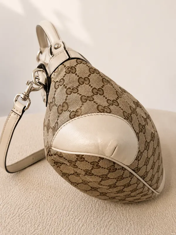 Gucci Khaki Leather Tote Two Way Bag GG Monogram - Image 3