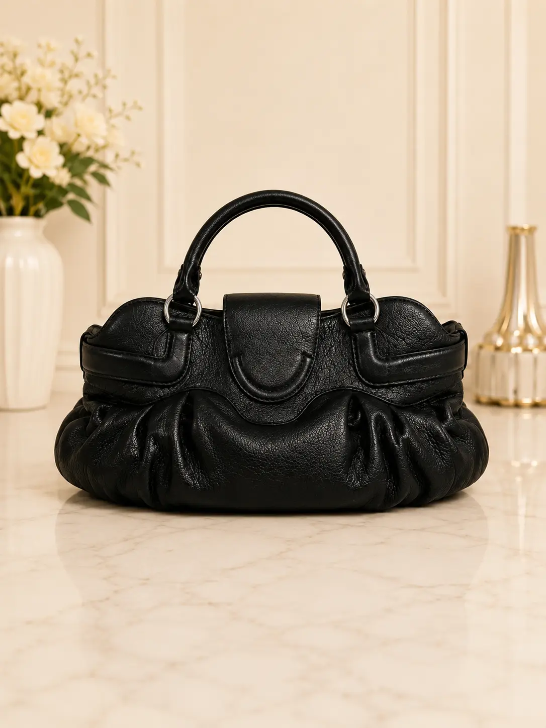 Salvatore Ferragamo Black Leather Tote Bag Calfskin - Image 2