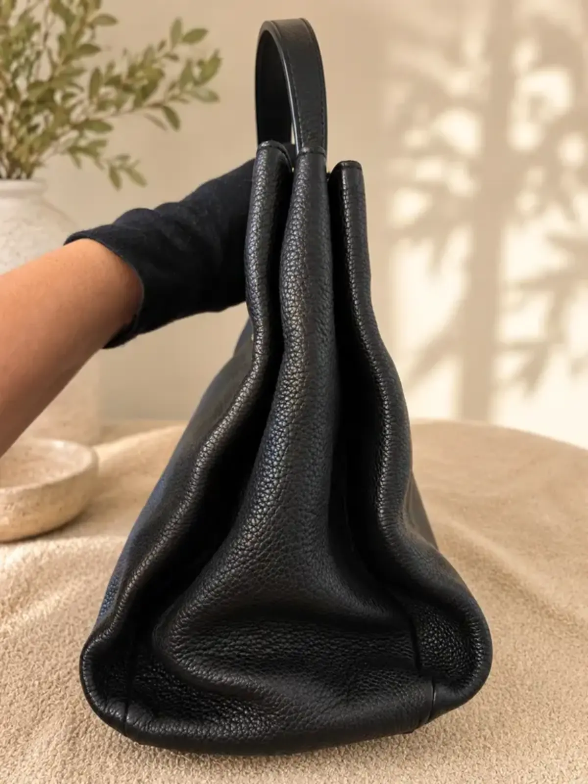 Balenciaga Black Leather Tote Bag Grained Calfskin - Image 3