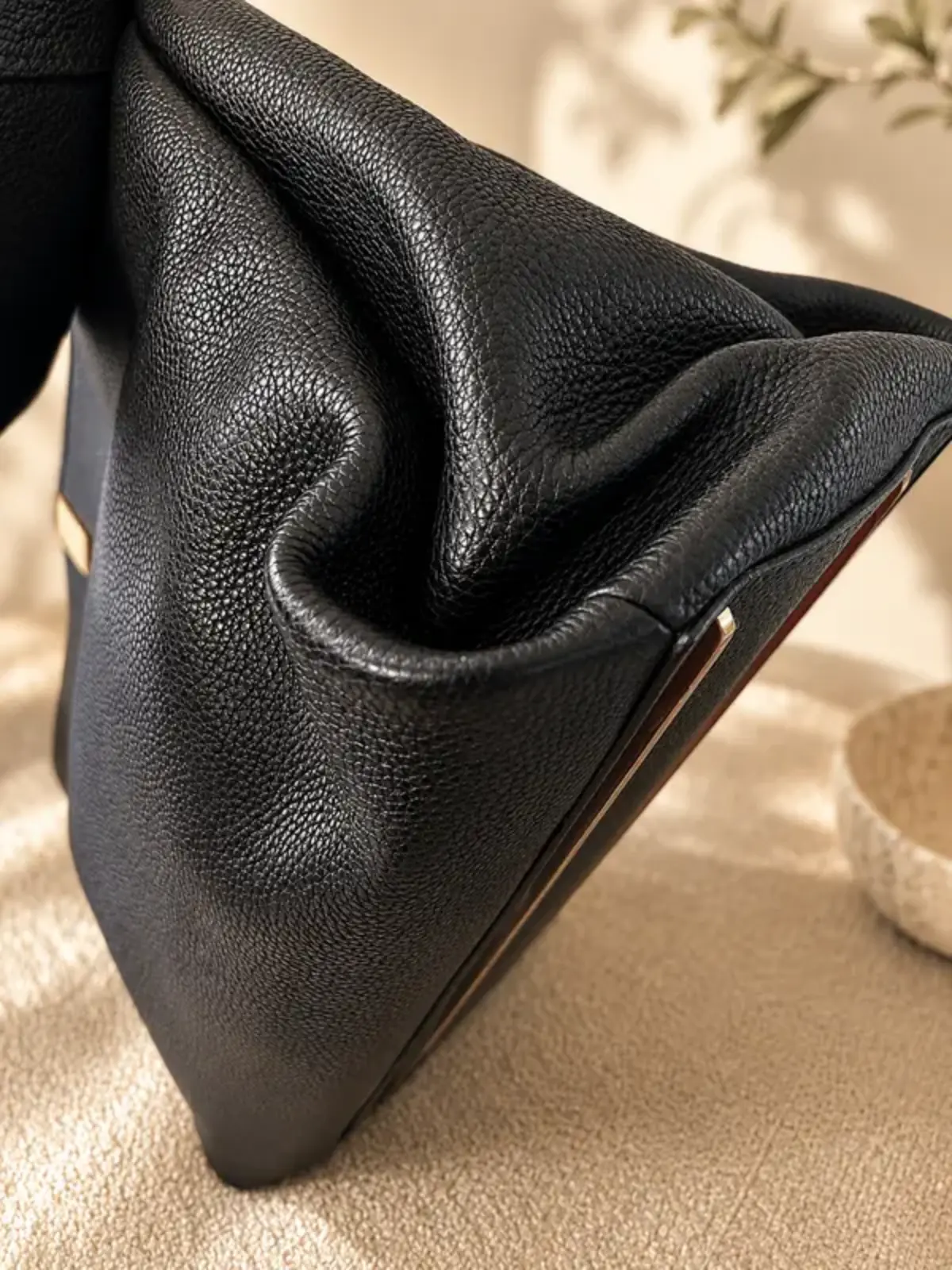 Balenciaga Black Leather Tote Bag Grained Calfskin - Image 4