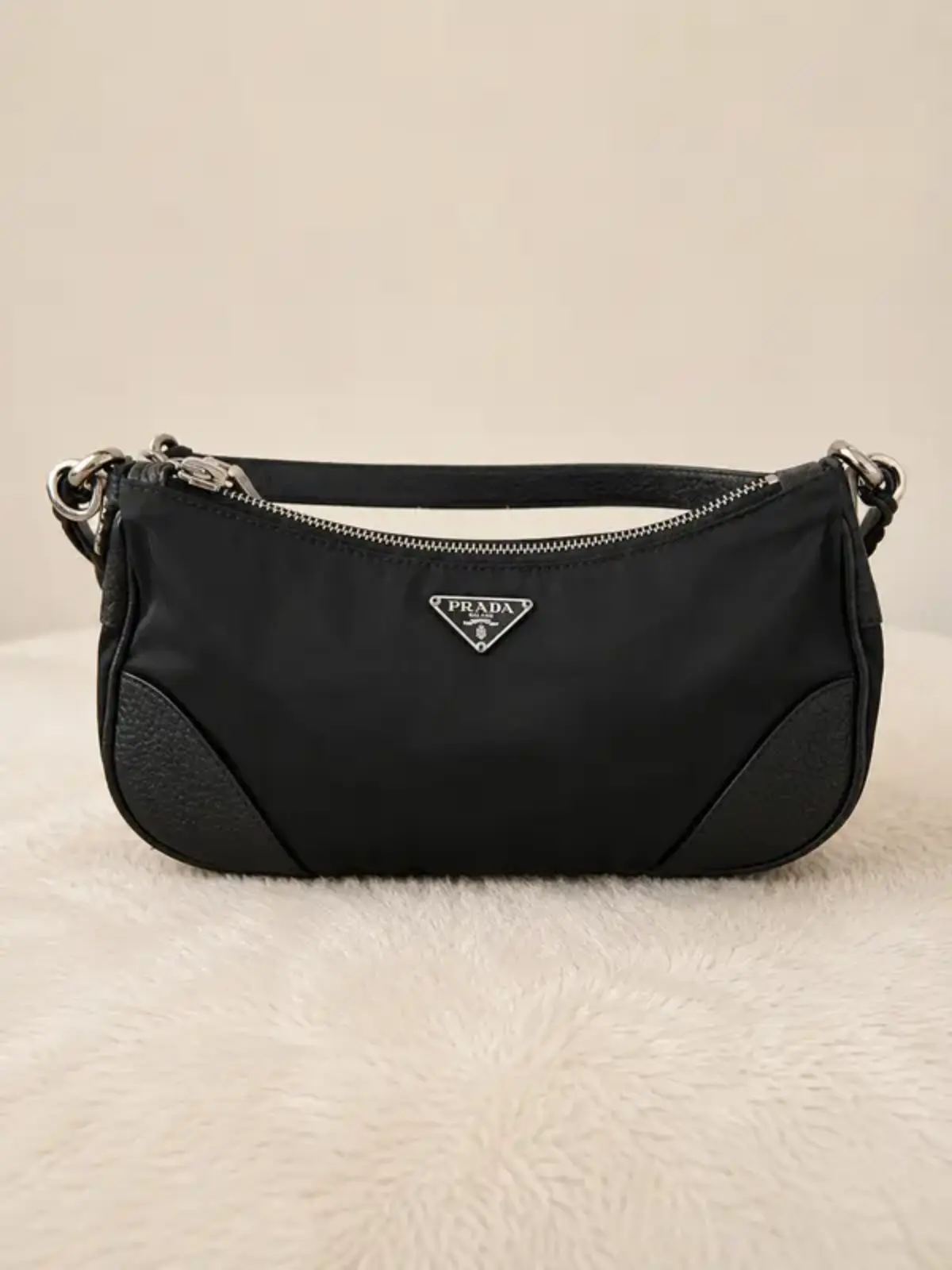 Prada Black Nylon Shoulder Bag Tessuto